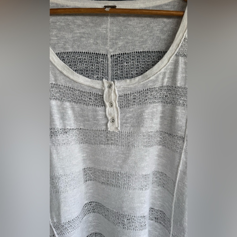 🕊 Free People White Sheer Knit Top XS — Boho Lightweight Layering Sweater - Picture 2 of 5